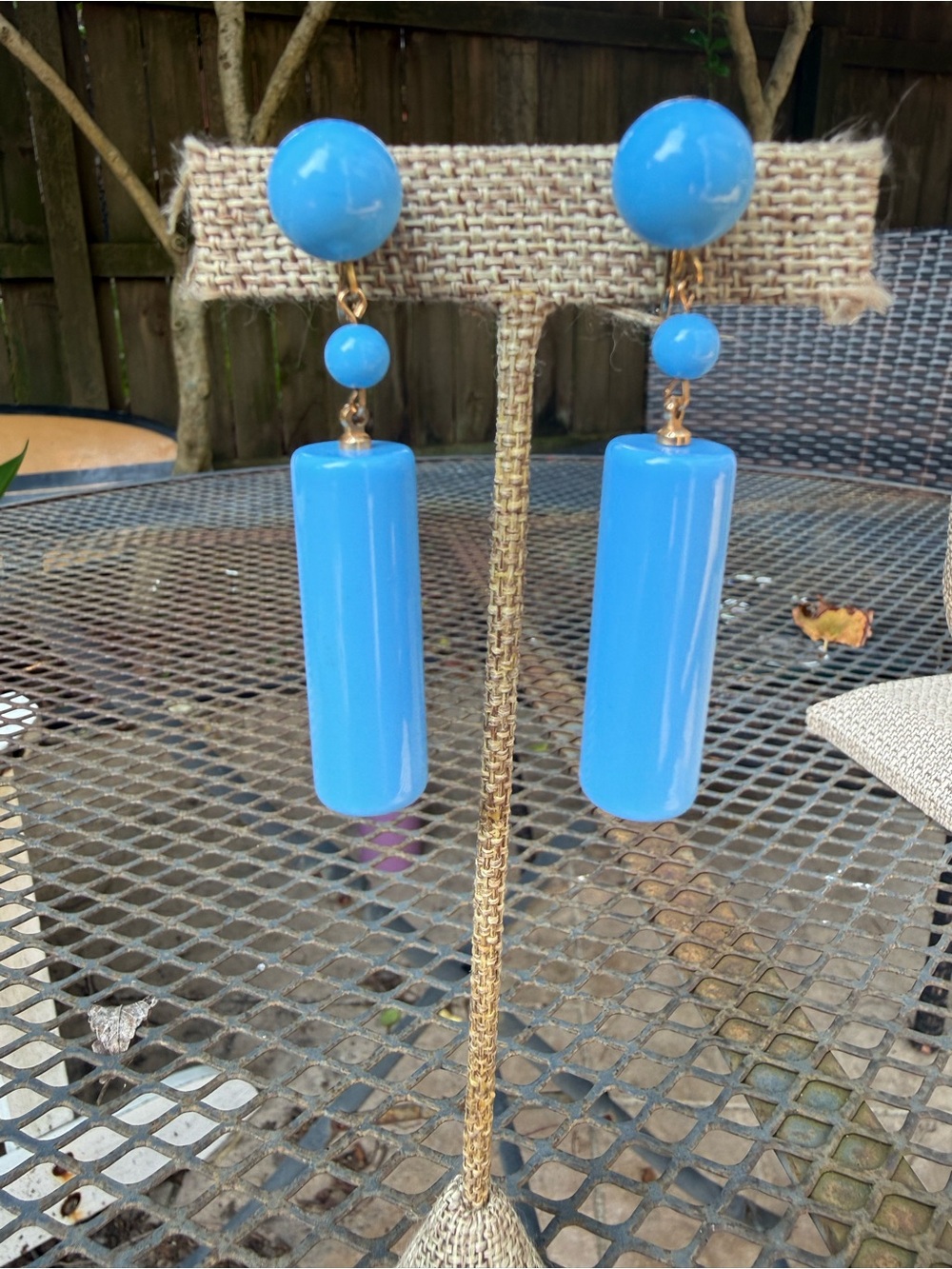 VTG 1960s Mod Blue Dangle Earrings | Screw Back Clip On